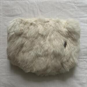 White real fur muff hand warmer cozy apres ski old money luxury